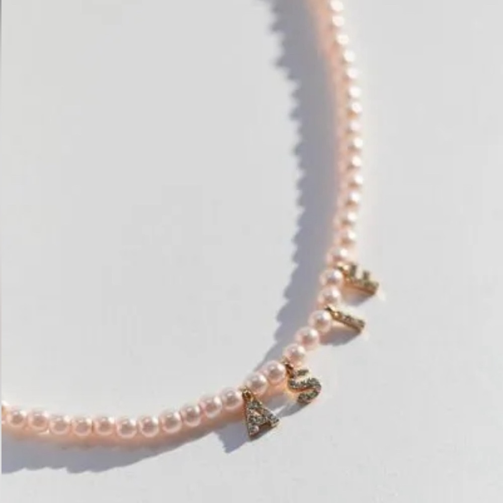 NWT Urban Outfitters Expressions Pearl Charm Necklace Rhinestone Choker “AS IF”